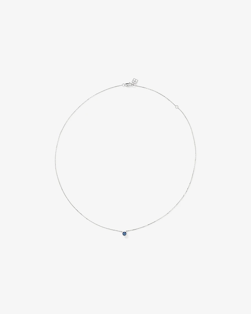 Australian Sapphire Round Cut Necklace in 10kt White Gold