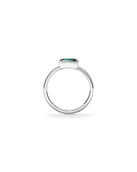 Création d’une bague en lunette émeraude or blanc 10 carats