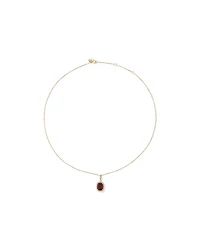 Cushion Cut Red Garnet Gemstone and Diamond Halo Pendant Necklace 10kt Yellow Gold