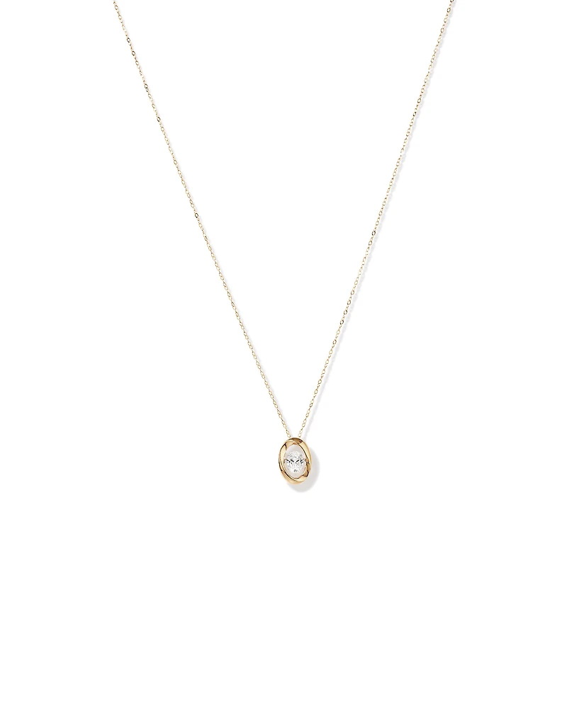Lume Lab Oval Pendant with 0.50 Carat TW of Laboratory-Grown Diamond in 10kt White Gold