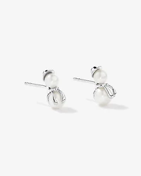 Snowman Stud Earrings with Cultured Freshwater Pearls in Sterling Silver