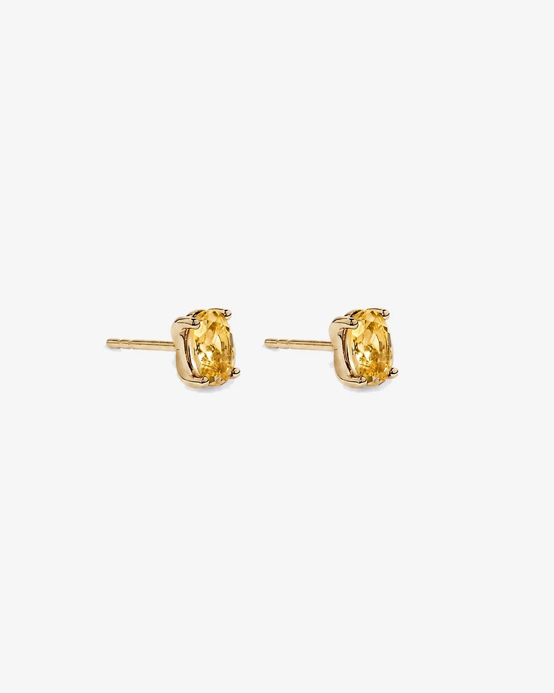 Oval Citrine Stud Earrings in 10kt Yellow Gold