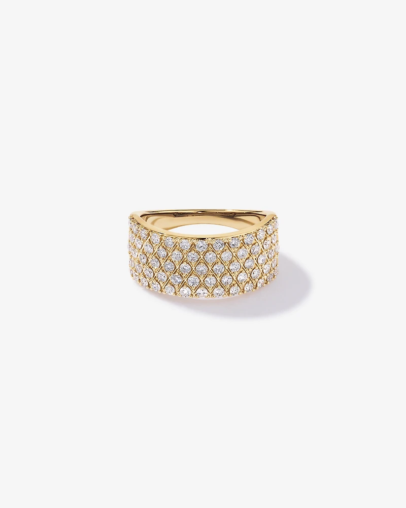 1.00 Carat TW Diamond Wide Pavé Ring 10kt Yellow Gold