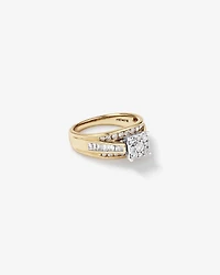 Bague de fiançailles en or blanc et jaune 14 K avec diamants totalisant 1 ct
