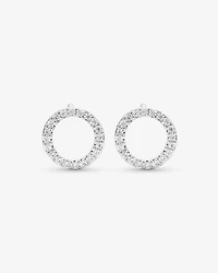 Circle Stud Earrings with Cubic Zirconia in Sterling Silver