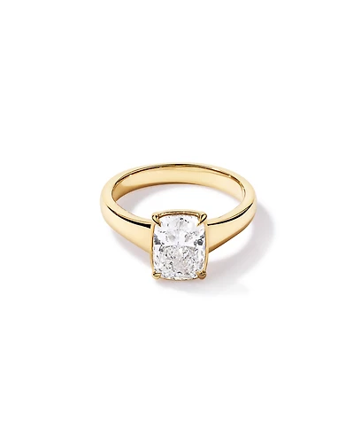 Bague de fiançailles en or jaune 14 carats diamant à coussin allongé cultivé laboratoire 2,00