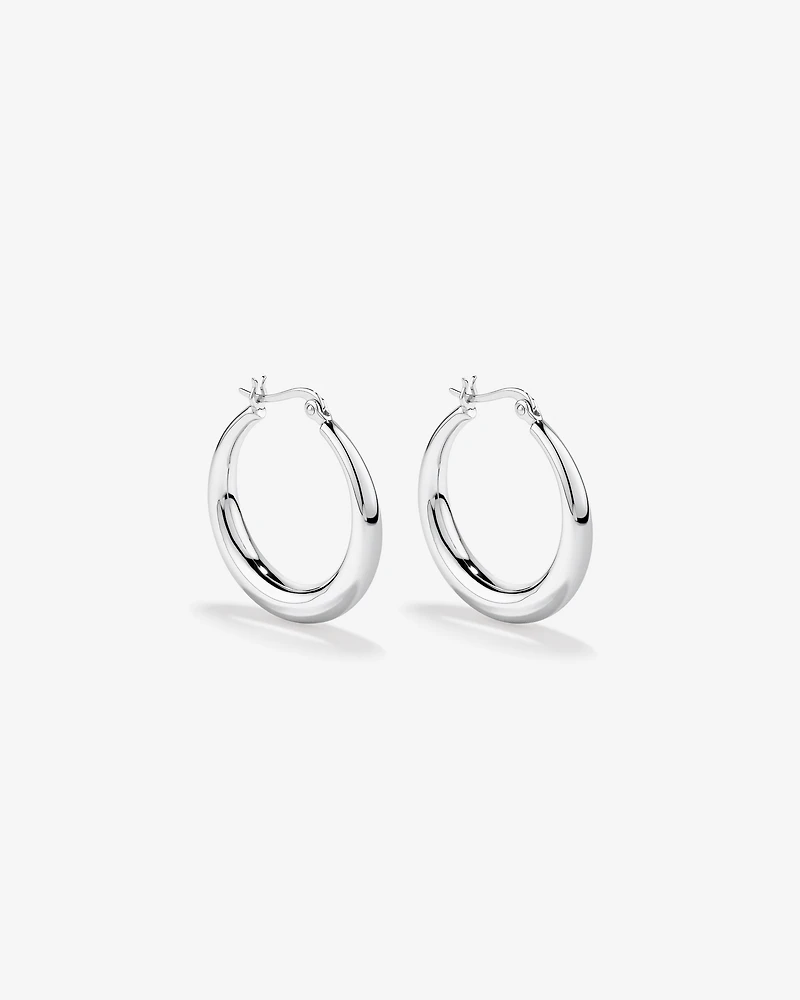 Graduated Domed Hoop Earrings in Sterling Silver