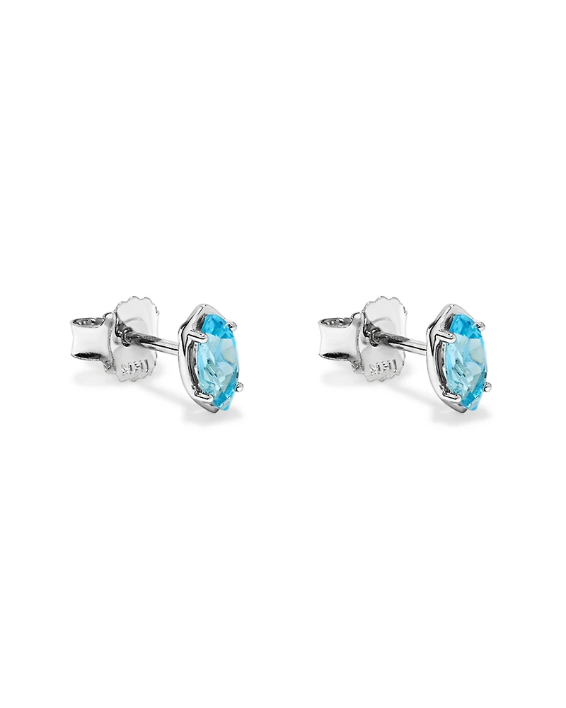 Marquise-Cut Swiss Blue Topaz Stud Earrings in Sterling Silver