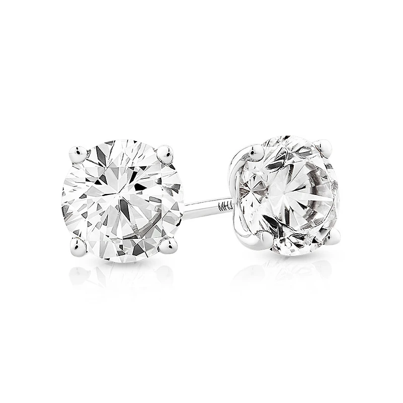 2.00 Carat TW Diamond Solitaire Stud Earrings 18kt White Gold