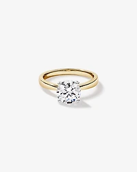 Bague de fiançailles TW ronde et brillante en diamant cultivée laboratoire 2,00 carats or jaune blanc 14