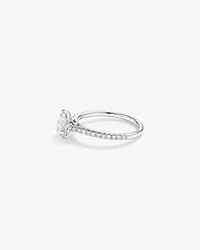 Bague de fiançailles en or blanc 14 K avec solitaire taille en poire et diamants totalisant 1,12 ct