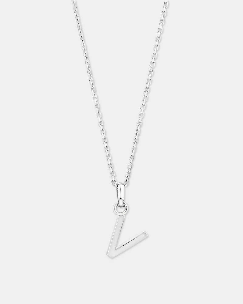 "V" Initial Pendant in Sterling Silver