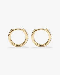 Round Brilliant Diamond Huggie Hoop Earrings in 10kt Yellow Gold