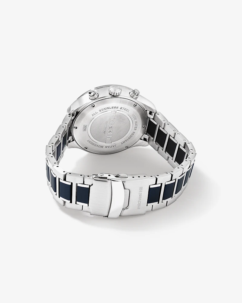 Montre à énergie solaire en acier inoxydable bleu pour homme