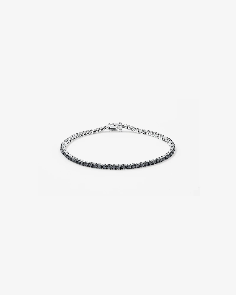 Bracelet Tennis Pour Homme Avec Diamants Noirs Totalisant 4,45 Carats En Argent Sterling