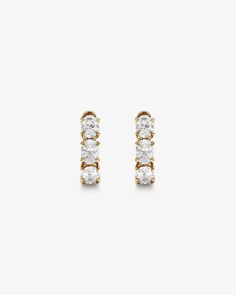 2.00 Carat TW Laboratory-Grown Diamond Oval Huggie Earrings in 10kt Yellow Gold