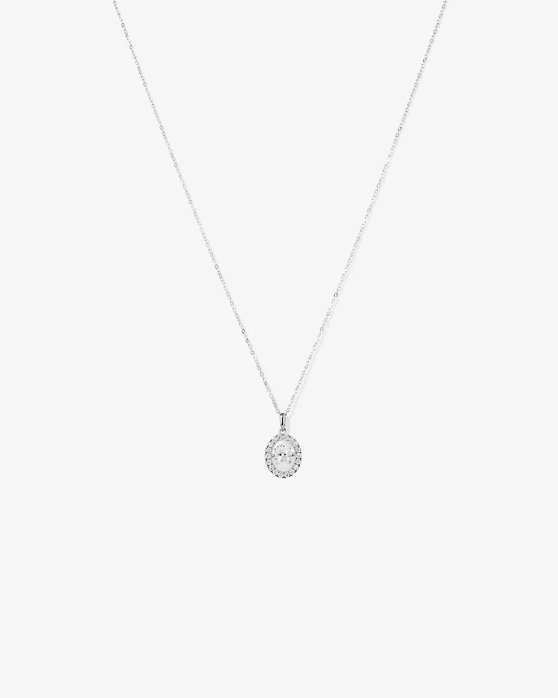 Lume Lab Oval Pendant with 1.00 Carat TW of Laboratory-Grown Diamond in 10kt White Gold