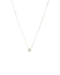 Cushion Cut Green Amethyst Gemstone and 0.15 Carat TW Diamond Halo Pendant Necklace in 10kt Yellow Gold
