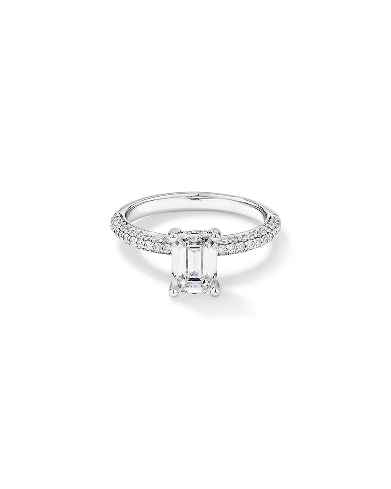 1.94 Carat TW Emerald Cut Laboratory-Grown Diamond Engagement Ring in 14kt White Gold