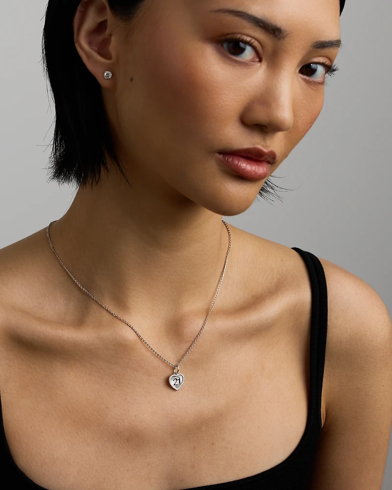 Pendentif cœur rayon de soleil 21 mm avec zircon cubique en argent sterling