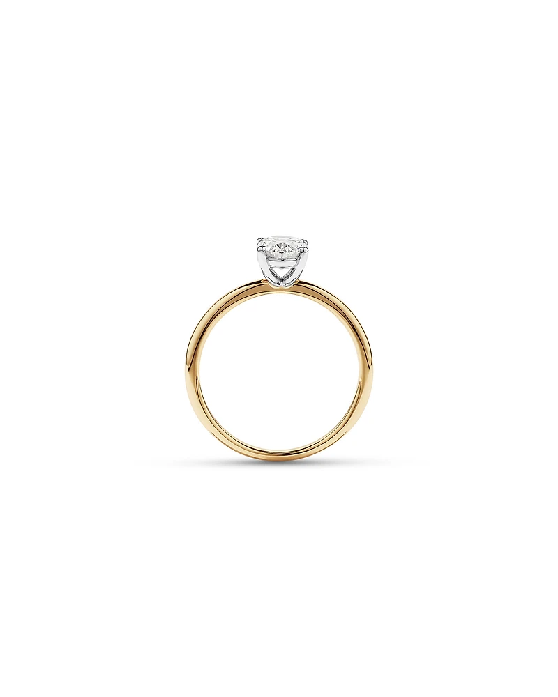1.00 Carat TW Oval Canadian Diamond Solitaire in 18kt Yellow & White Gold