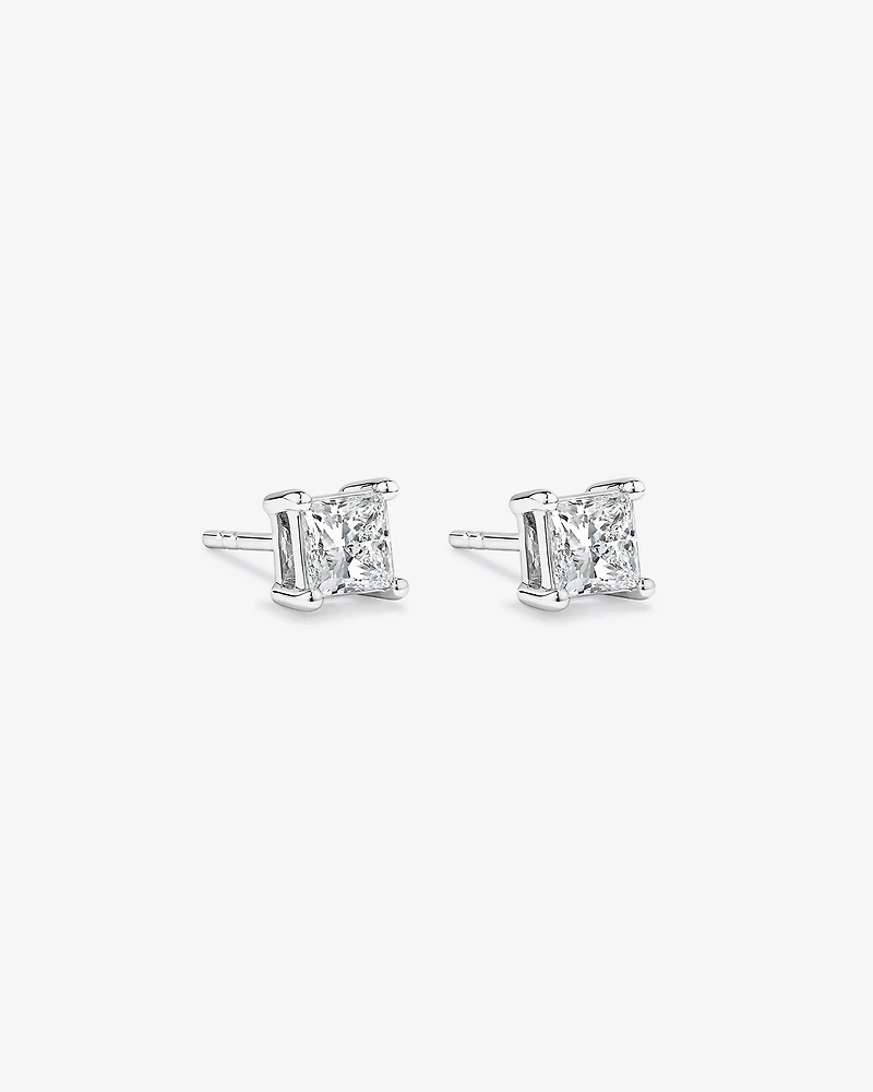1.00TW Lab Diamond Princess Solitaire Studs 10 carats en or blanc
