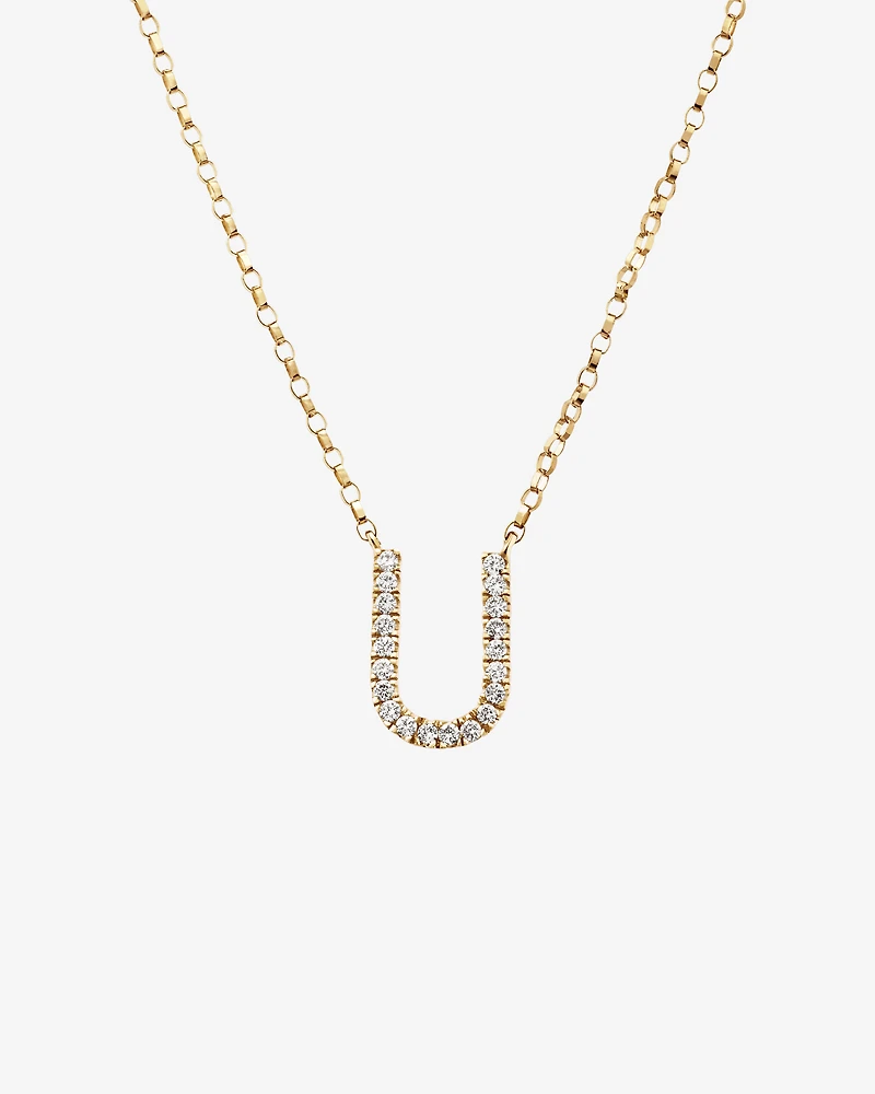 Collier à initiale « U » en or jaune 10 K à diamants totalisant 0,10 ct