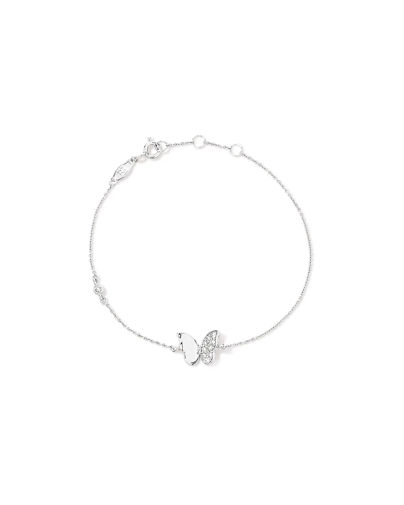 19cm (7.4") Butterfly Bracelet with Cubic Zirconia in Sterling Silver