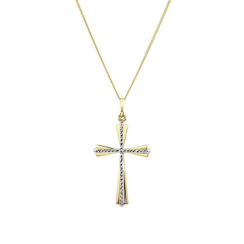 Cross Pendant in 10kt Yellow & White Gold