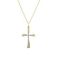 Cross Pendant in 10kt Yellow & White Gold