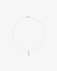 Aquamarine and Cultured Freshwater Pearl Drop Necklace in 10kt Rose Gold