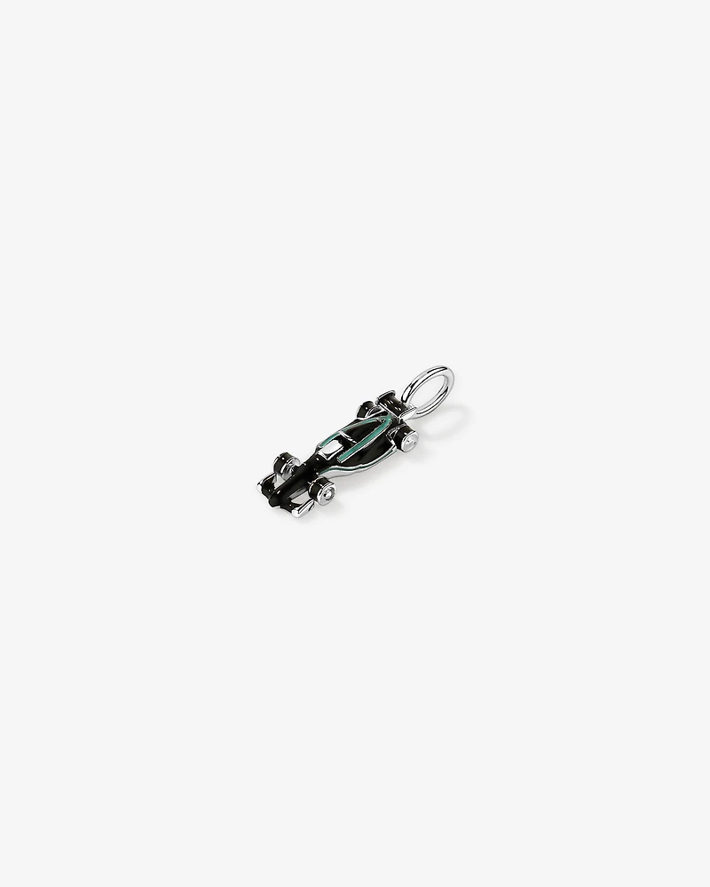 Teal Racing Car Pendant in Sterling Silver