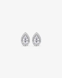 Boucles d'Oreilles Clous Halo en Zircon Cubique en Forme de Poire en Argent Sterling