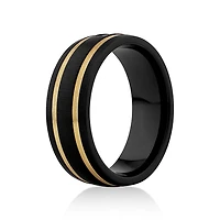 Black Diamond Ring Titanium with 10kt Yellow Gold Inlays