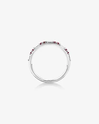 Ruby & Diamond Dot Dash Ring with 0.16 Carat TW in 10kt White Gold