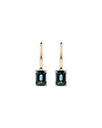 Emerald Cut London Blue Topaz Gemstone Drop Earrings in 10kt Yellow Gold