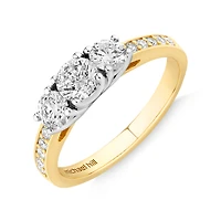 Three Stone Engagement Ring with 1 Carat TW of Diamonds in 14kt Yellow/White Gold