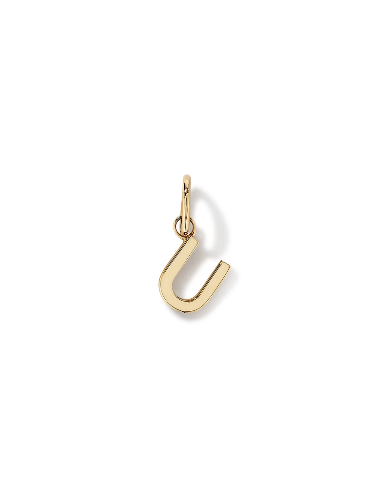 Letter U Initial Pendant in 10kt Yellow Gold