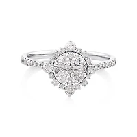 Halo Engagement Ring with .79TW of Diamonds in 14k White Gold