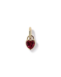 Heart Created Ruby Bezel Pendant in 10kt Yellow Gold