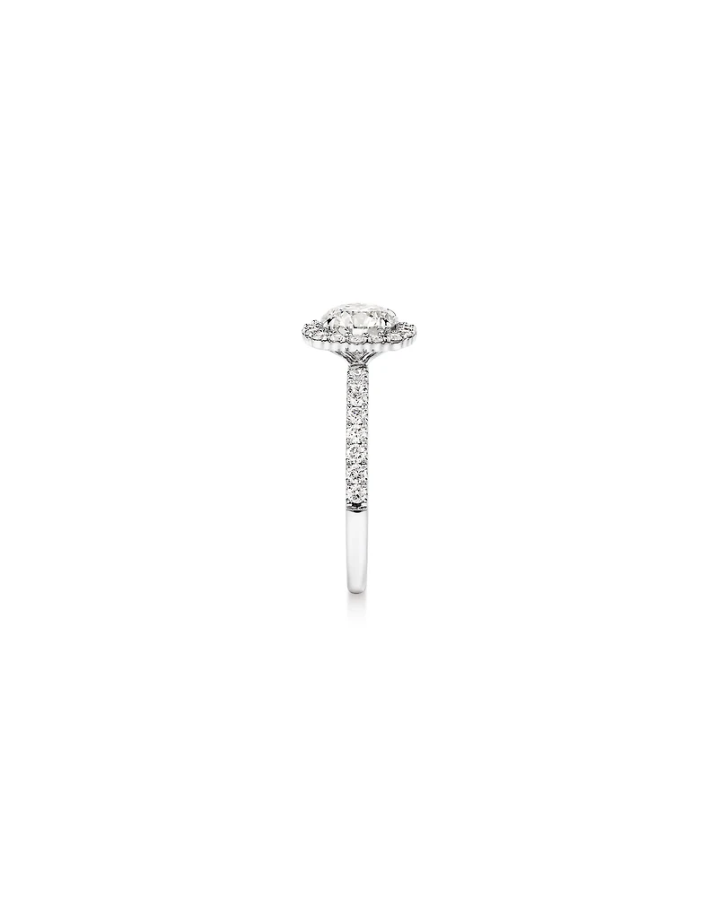 1.79 Carat TW Round Brilliant Laboratory-Grown Diamond Halo Engagemet Ring 14kt White Gold