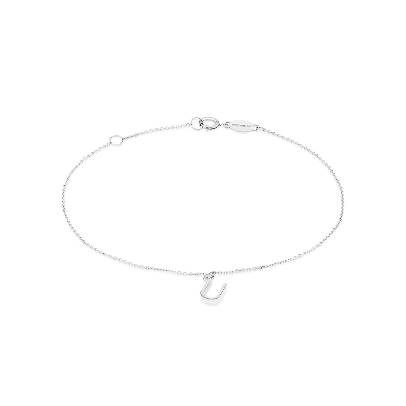 19cm (7.5") U Initial Bracelet in Sterling Silver