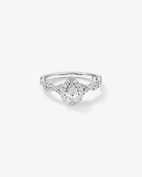 0.75 Carat TW Pear Cut Diamond Halo Twist Engagement Ring in 14kt White Gold