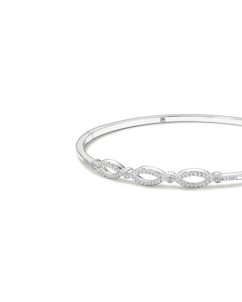 Triple Open Marquise Cubic Zirconia Bangle in Sterling Silver