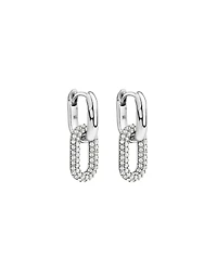 Paperclip Drop Huggie Earrings in Sterling Silver