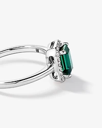Bague Halo en diamant Emerald Lab 0.10TW or blanc 10kt