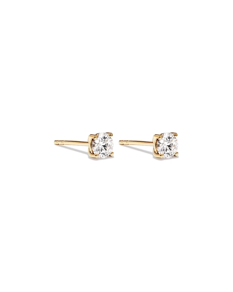 Carat TW Laboratory-Grown Diamond Solitaire Stud Earrings in 14kt Yellow Gold