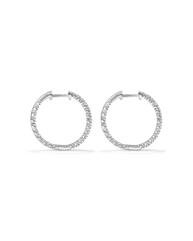 Boucles d’oreilles créoles en diamants cultivées en laboratoire TW de 0,60 carat serties en or blanc 10 carats