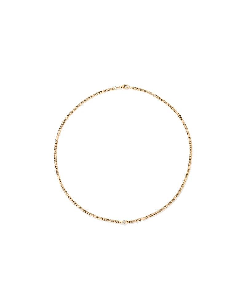 Collier à maille gourmette avec accent de diamant en or jaune 10 carats