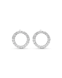 Circle Stud Earrings with Cubic Zirconia in Sterling Silver